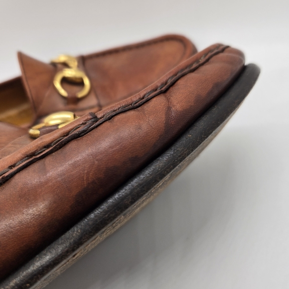 Cole Haan Horsebit Loafers 9.5 Men's Luggage Brown Vintage Italian Leather - Picture 11 of 15